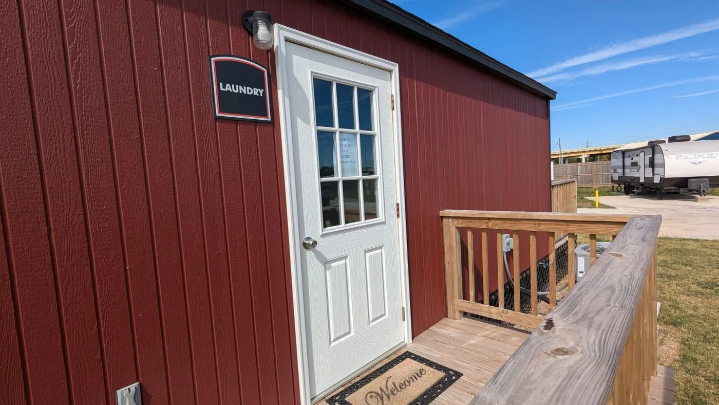 Entrance to the on-site laundry building